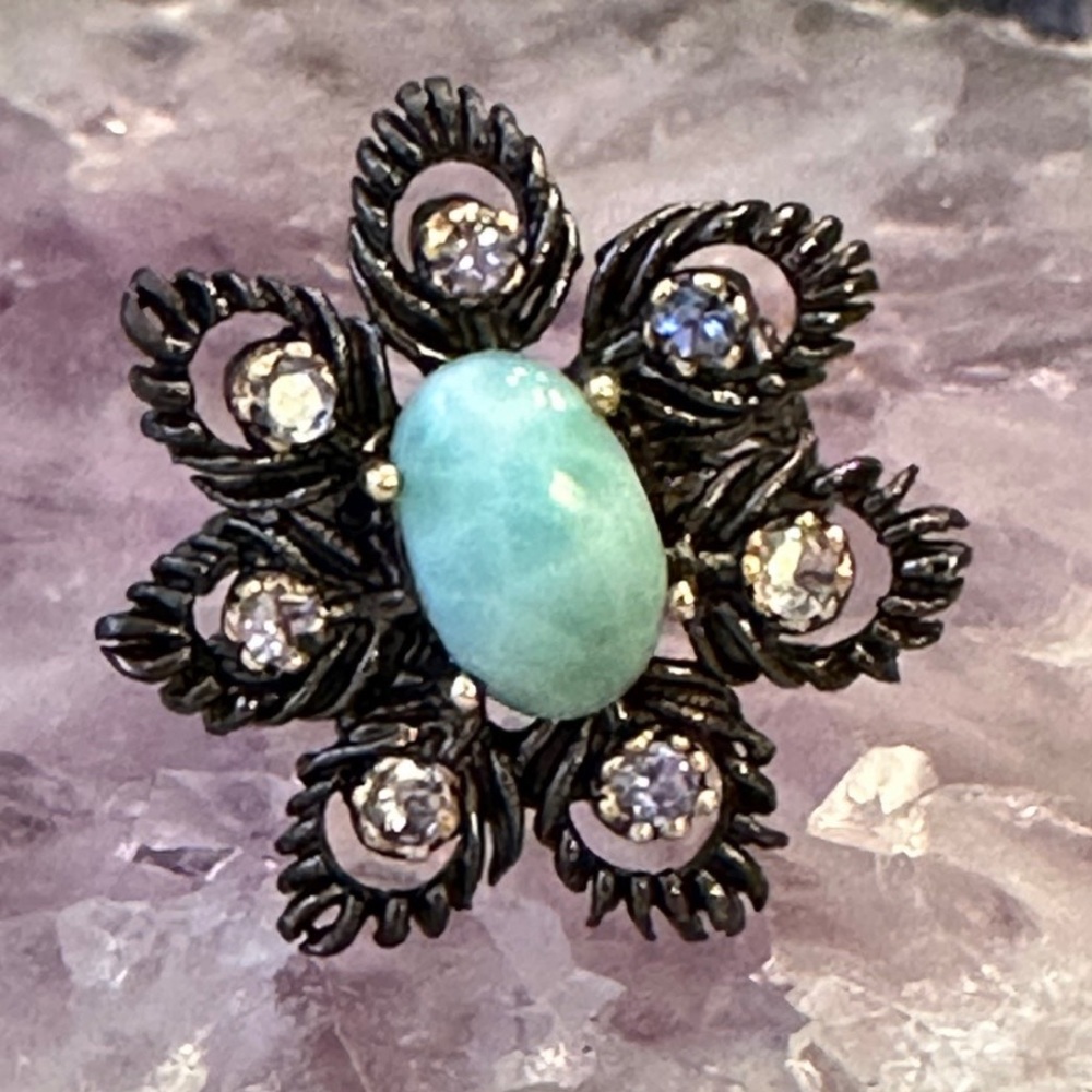 Larimar 925 Solid Sterling Ring - image 1